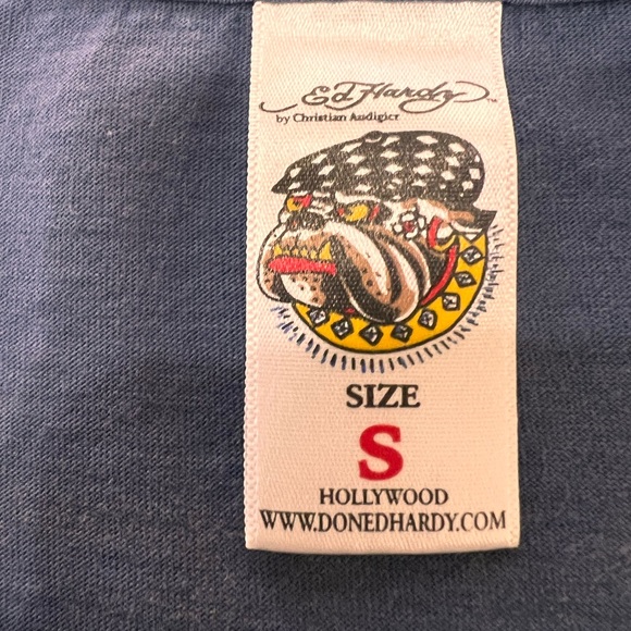 Ed Hardy Skullrose Tee by Christian Audigier, Scull and Roses.  Size S - Picture 4 of 5